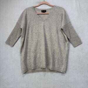 C by Bloomingdale's Sweater Womens XS/S Gray V Neck Cashmere Pullover 3/4 Sleeve
